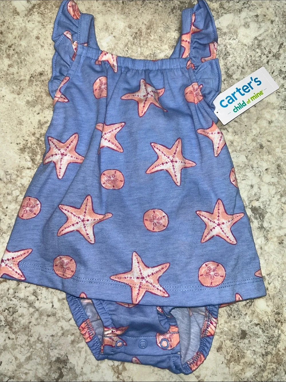Carter's Blue Dress with Pink Starfish & Sand Dollar Print